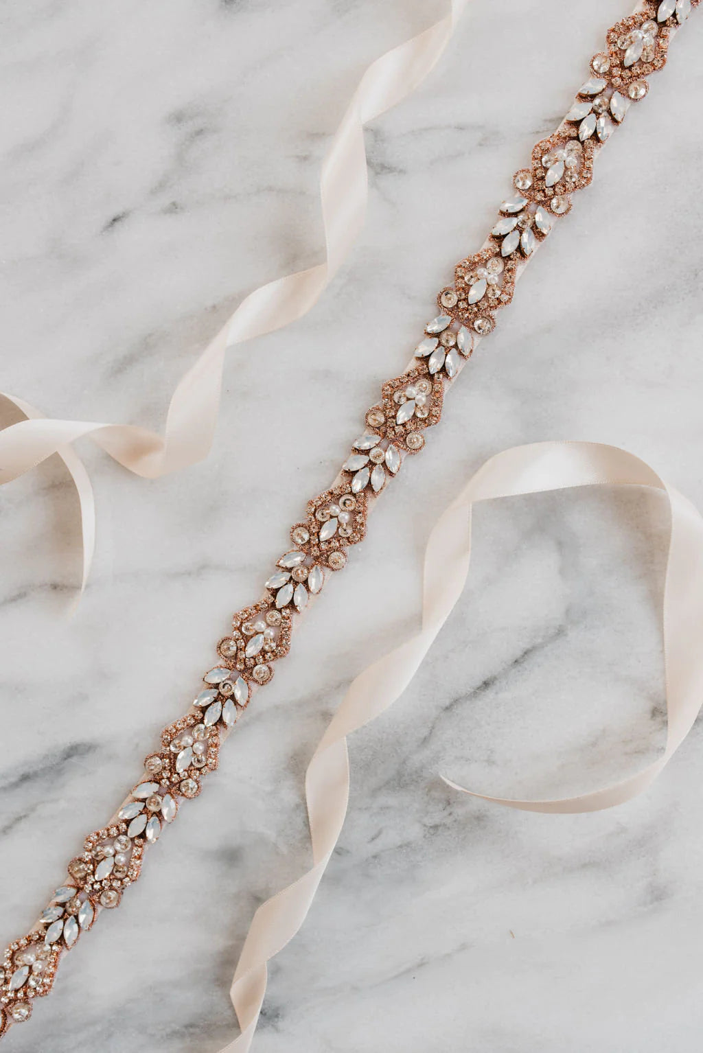 Luna & Stone Flower Bridal Sash Kate Sash - Boho Gold Flower Bridal Belt Sash with Pearls  main image 4